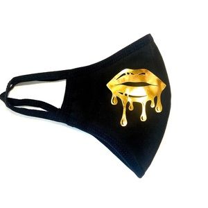 Gold lips face mask 100%cotton washable daily mask